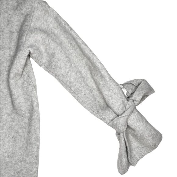 Halogen Grey Split Bell Sleeve Tie Sleeve Sweater - Picture 6 of 11